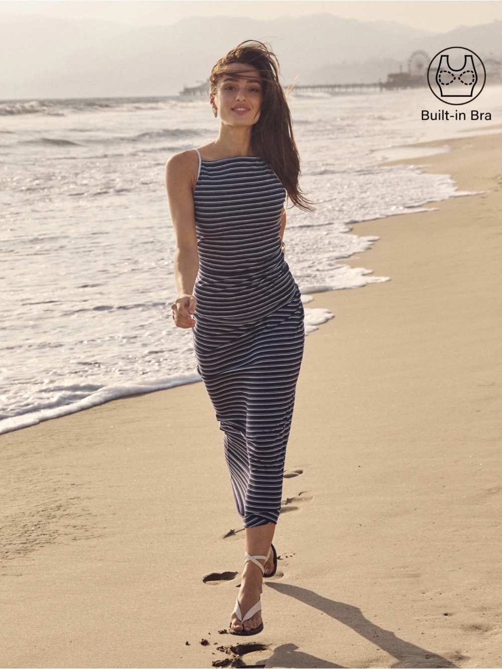 Striped Navy & White Sleeveless two piece dress